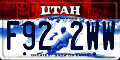 UT license plate F922WW