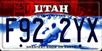 UT license plate F922YX