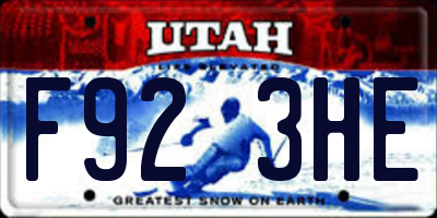 UT license plate F923HE