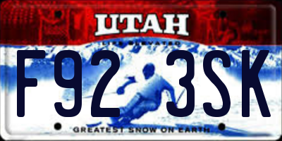 UT license plate F923SK