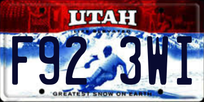 UT license plate F923WI