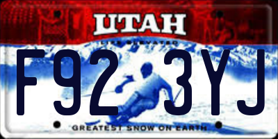 UT license plate F923YJ