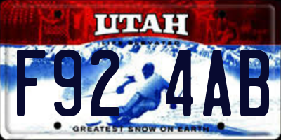 UT license plate F924AB