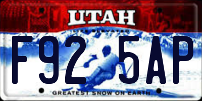 UT license plate F925AP