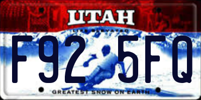 UT license plate F925FQ