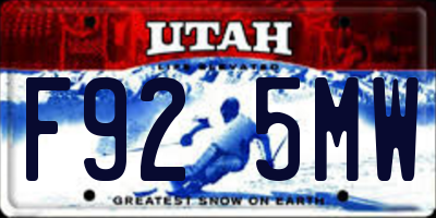 UT license plate F925MW