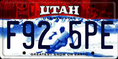 UT license plate F925PE