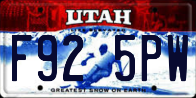 UT license plate F925PW