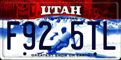 UT license plate F925TL
