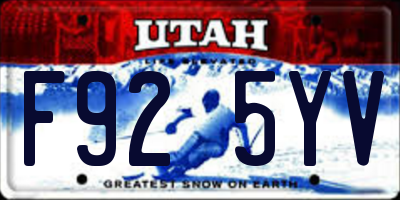 UT license plate F925YV