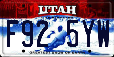 UT license plate F925YW