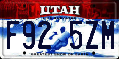 UT license plate F925ZM