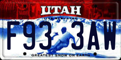 UT license plate F933AW