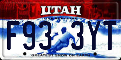 UT license plate F933YT