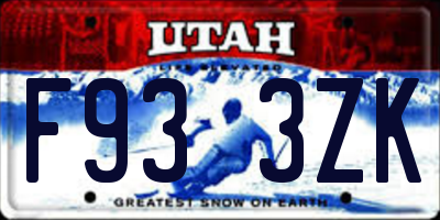 UT license plate F933ZK