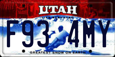 UT license plate F934MY