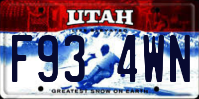 UT license plate F934WN