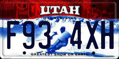 UT license plate F934XH