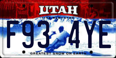 UT license plate F934YE