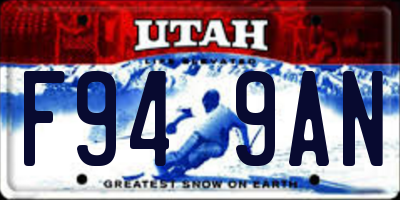 UT license plate F949AN
