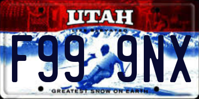 UT license plate F999NX