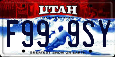 UT license plate F999SY