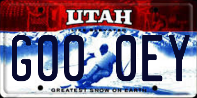 UT license plate G000EY