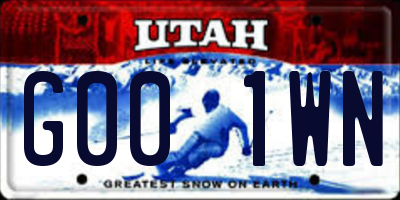 UT license plate G001WN