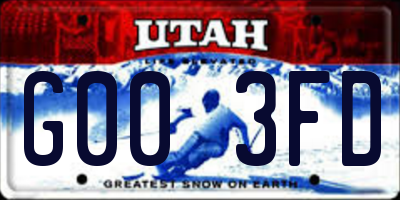 UT license plate G003FD