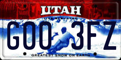 UT license plate G003FZ