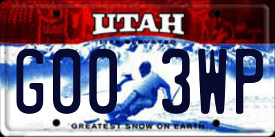 UT license plate G003WP