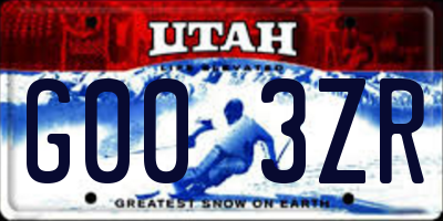 UT license plate G003ZR