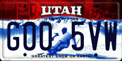 UT license plate G005VW