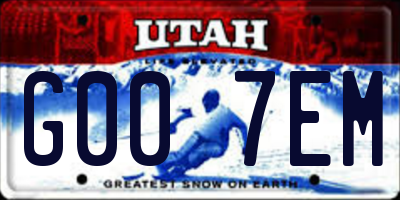 UT license plate G007EM
