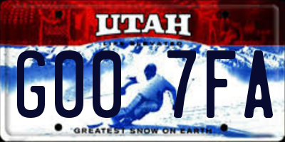 UT license plate G007FA