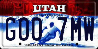 UT license plate G007MW