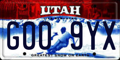UT license plate G009YX