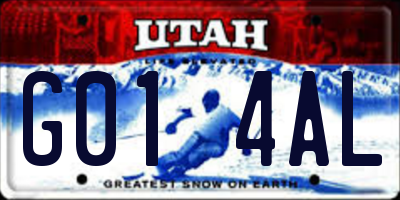 UT license plate G014AL