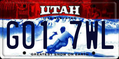 UT license plate G017WL