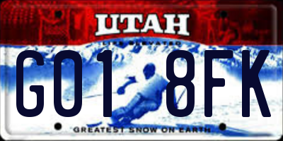 UT license plate G018FK