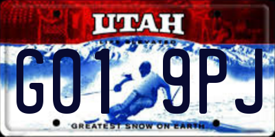 UT license plate G019PJ