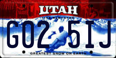 UT license plate G025IJ