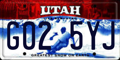 UT license plate G025YJ