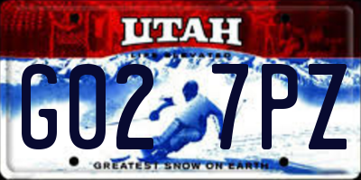 UT license plate G027PZ