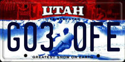 UT license plate G030FE