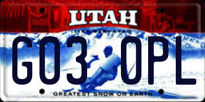 UT license plate G030PL