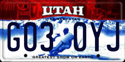 UT license plate G030YJ