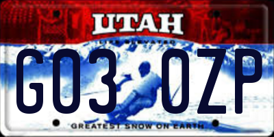 UT license plate G030ZP