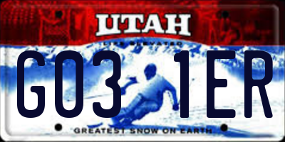UT license plate G031ER
