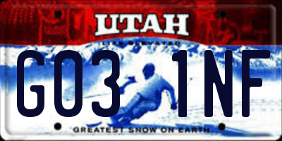 UT license plate G031NF